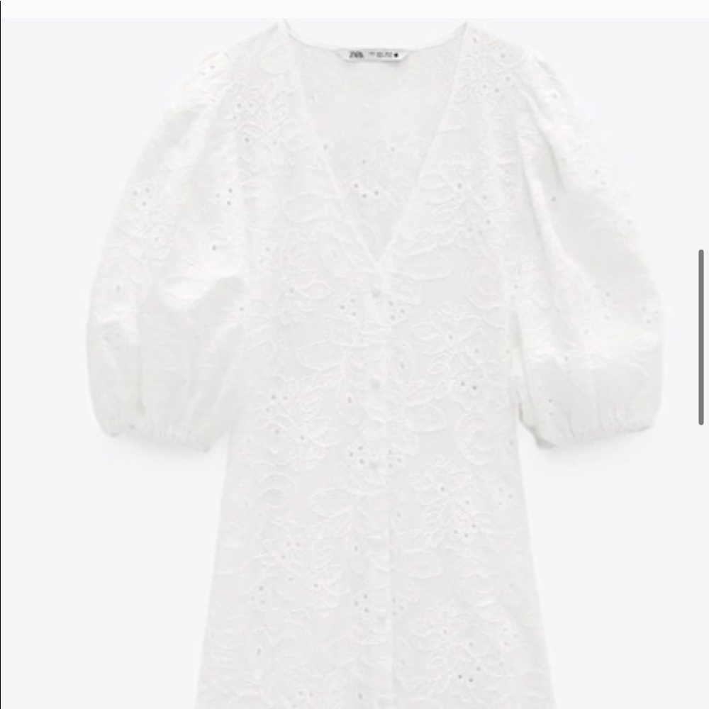 Zara White Eyelet Midi Dress - Picture 6 of 11